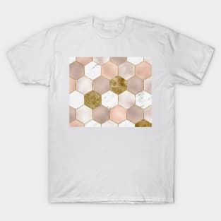 Taupe carat and marble hexagons T-Shirt